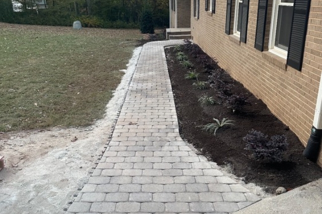 whitetail-residential-services-walkways sidewalk paver stone installation for lake norman customer