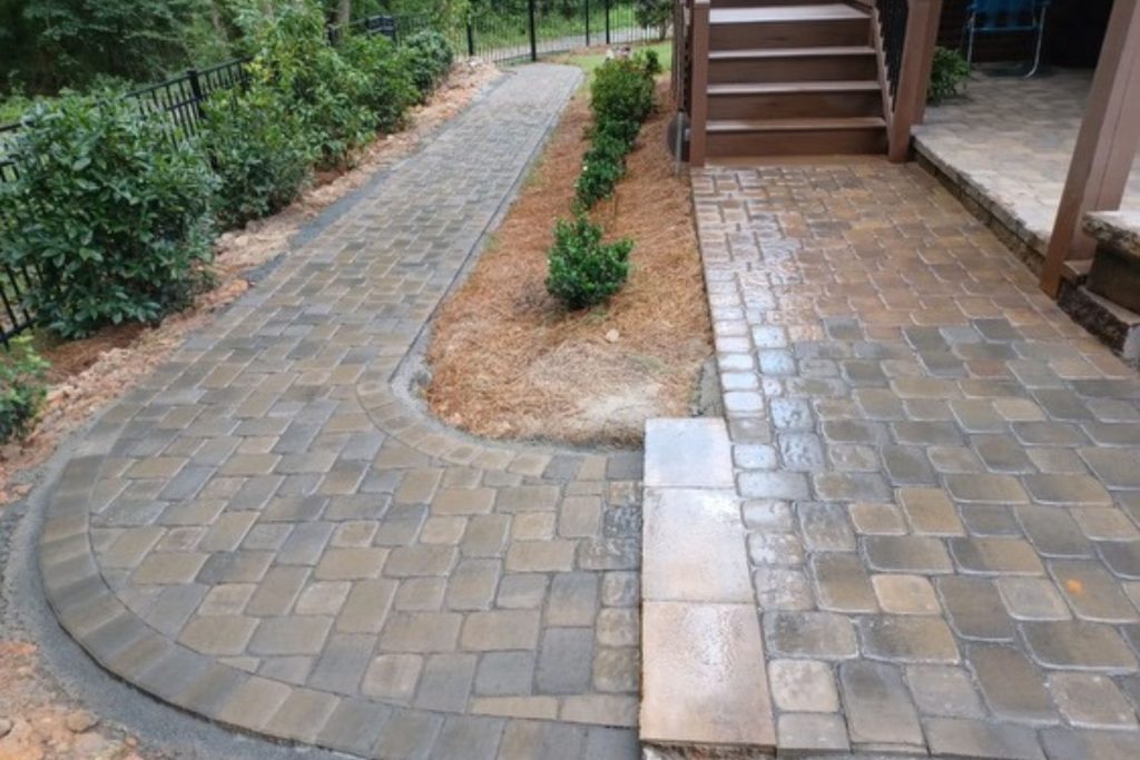 custom-designed paver patio walkway