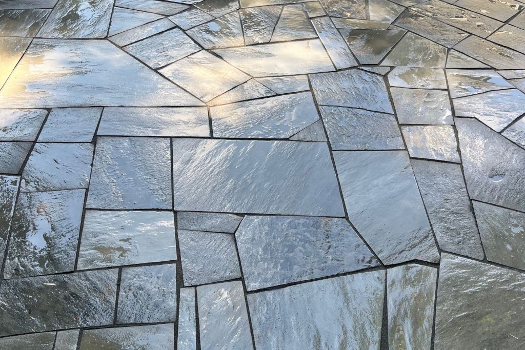 final wet irregular flagstone patio