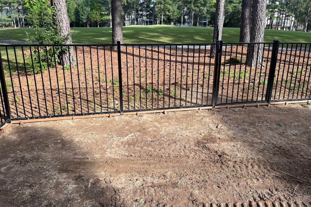 bender board and prepared ground for artificial turf install