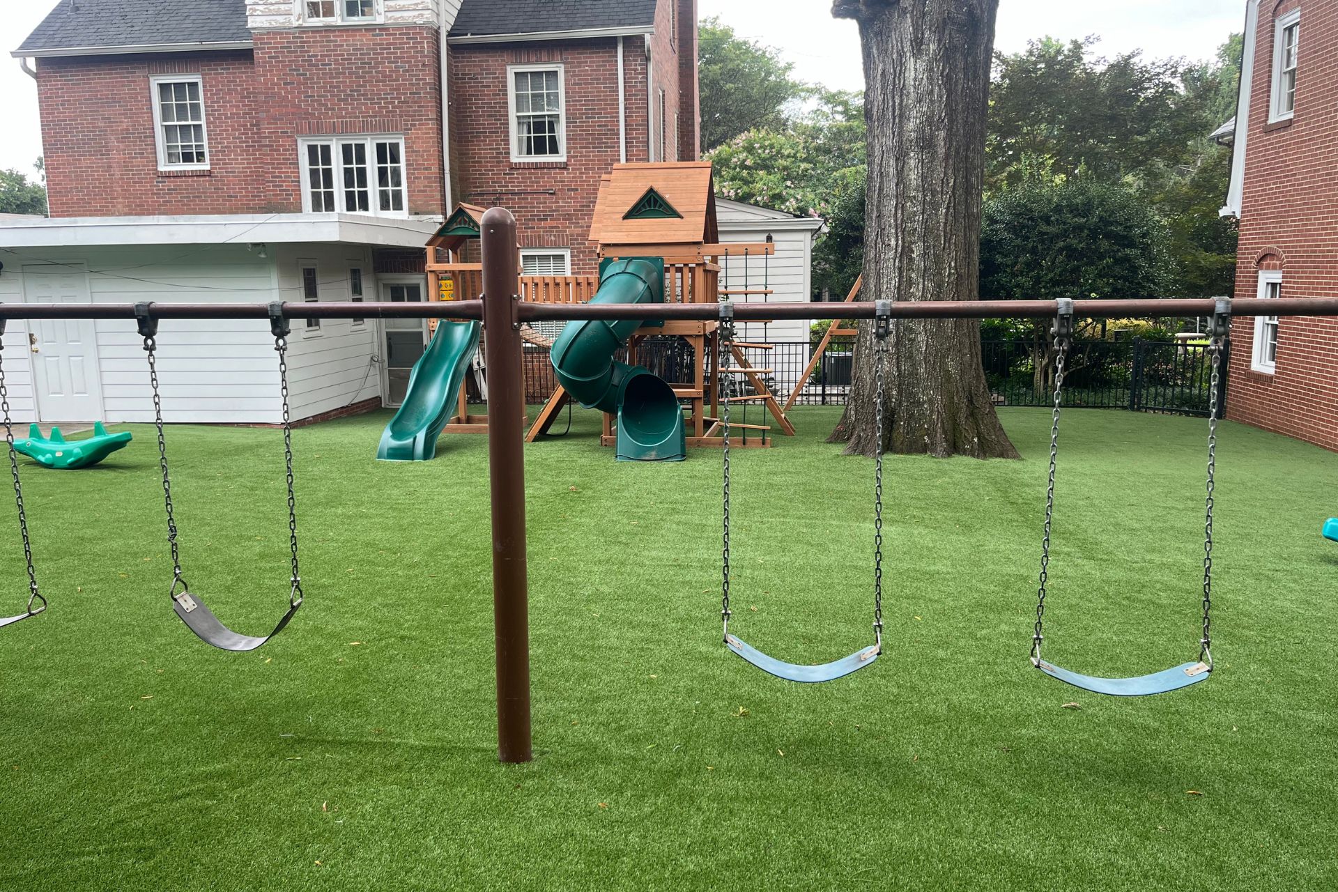 finished installation of artificial turf lawn